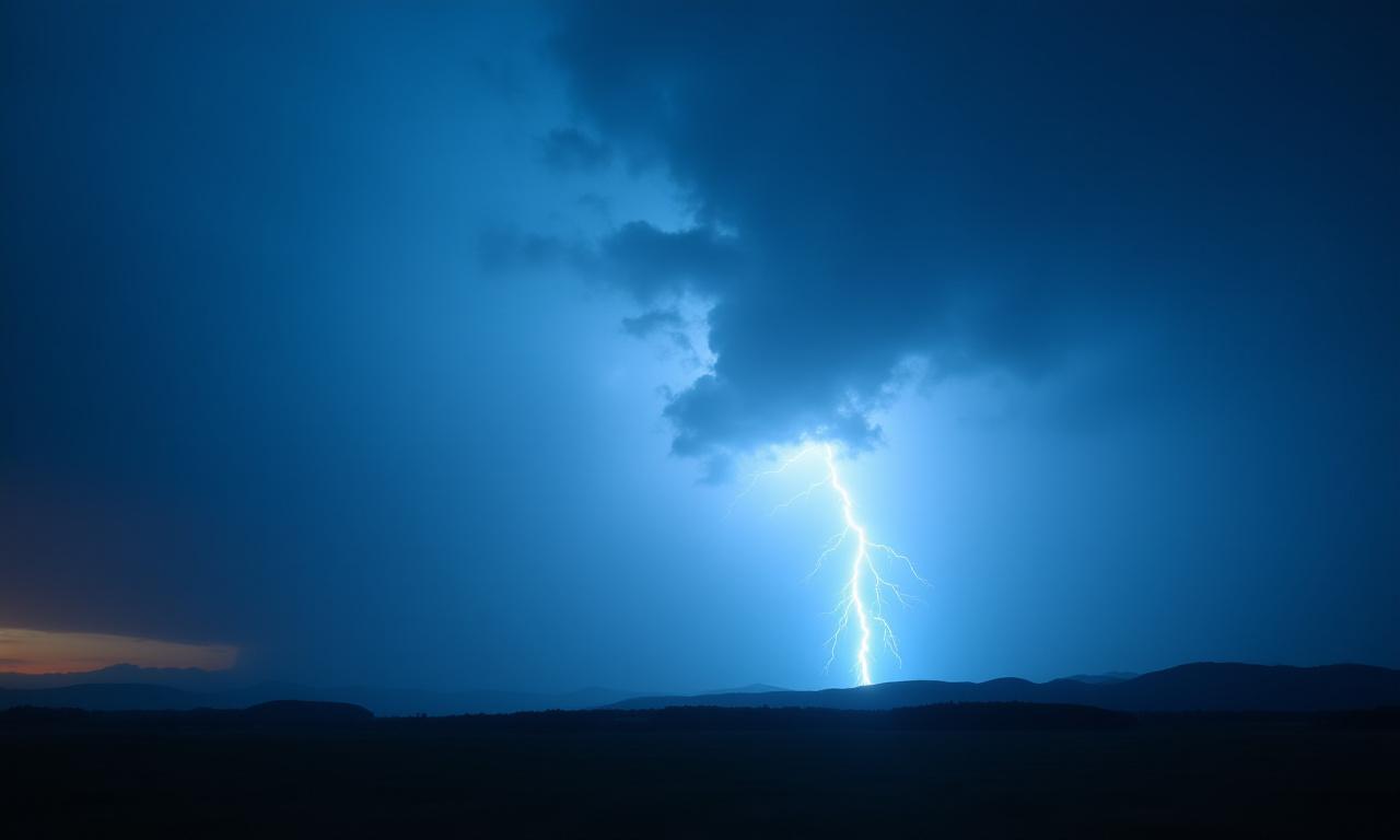 強烈な雷嵐の広角ショット